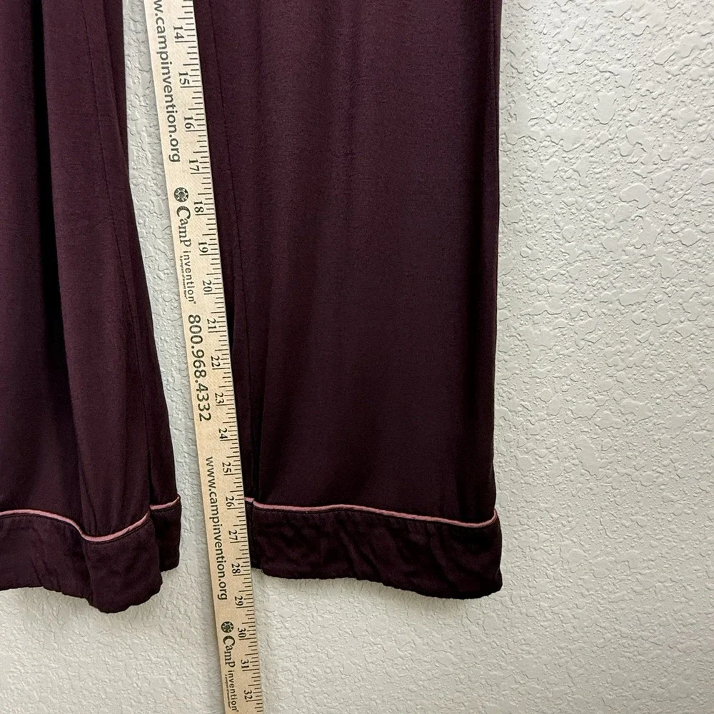 Cozy Earth Womens Bamboo Viscose Pajama Set Maroon Button Front Pockets Soft XS